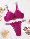 Lace Rhinestone Bra Underwear Suit