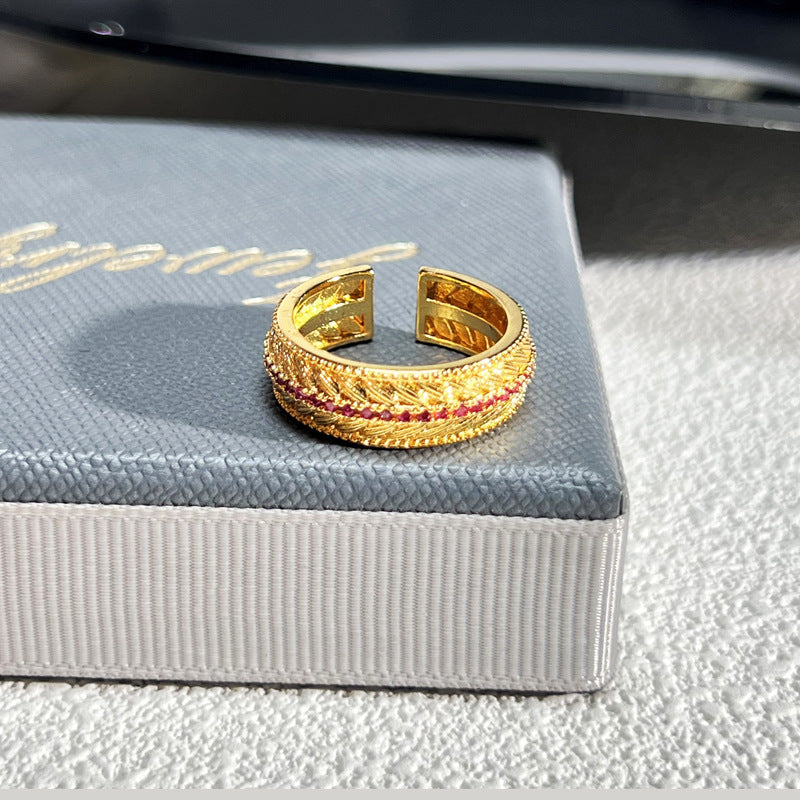 French Rose Zircon Light Luxury High-grade Ring