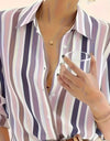 Color Blocking Temperament Striped Shirt For Women