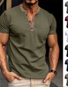 Fashion Short-sleeved Polo Shirt Summer Button V-neck T-shirt Tops Mens Clothing