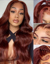 Front Lace Wig Red Long Curly Hair Big Wave
