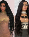 Women's Black Partial Big Wave Long Curly Hair Wig