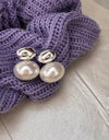 S925 Sterling Silver Oval Sliver Beads Artificial Pearl Earrings Women