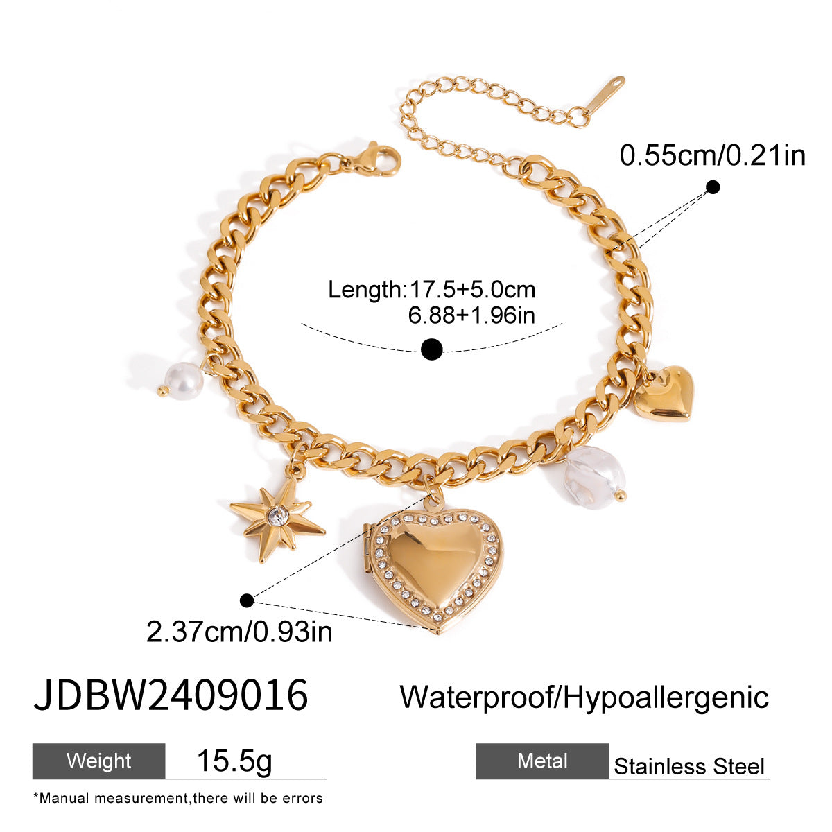 Love Chain Bracelet Fashion Titanium Steel Pearl Bow Bracelet