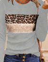 Women's Simple Casual Printing Long Sleeved Fitted T-shirt