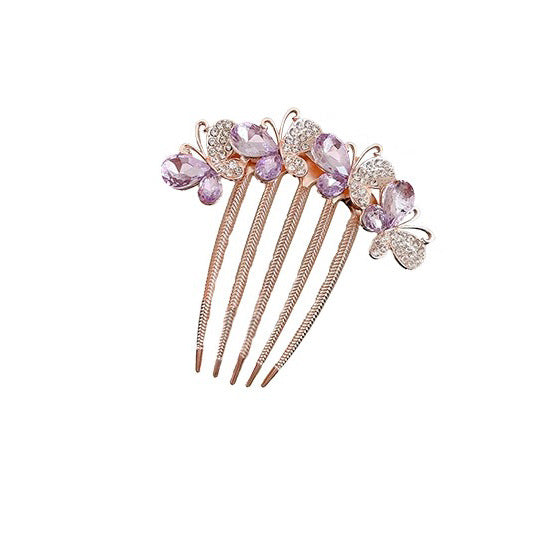 Rhinestone Butterfly Insert Comb For Updo Barrettes