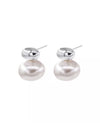 S925 Sterling Silver Oval Sliver Beads Artificial Pearl Earrings Women