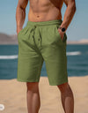 Summer Drawstring Shorts Elastic Waist Straight Pants Beach Breathable Shorts For Men Clothing