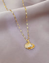 Shell Pearl Necklace With Rhinestones Female Zircon Temperament Personality Jewelry