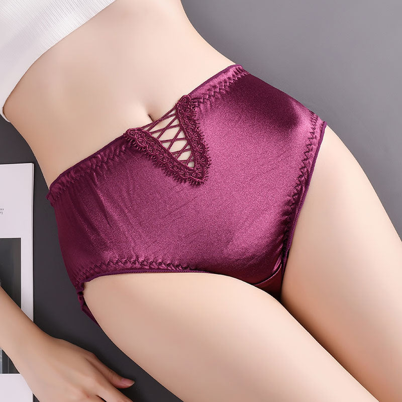 Hollow Lace Underwear Women's Plus Size Mid-high Waist Traceless Ventilation