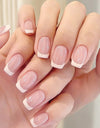 24 Pieces Nail Tips Square Short Simple Removable Boxed Fake Nails