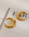 Stainless Steel Gold Earrings Titanium Steel Moon Studs