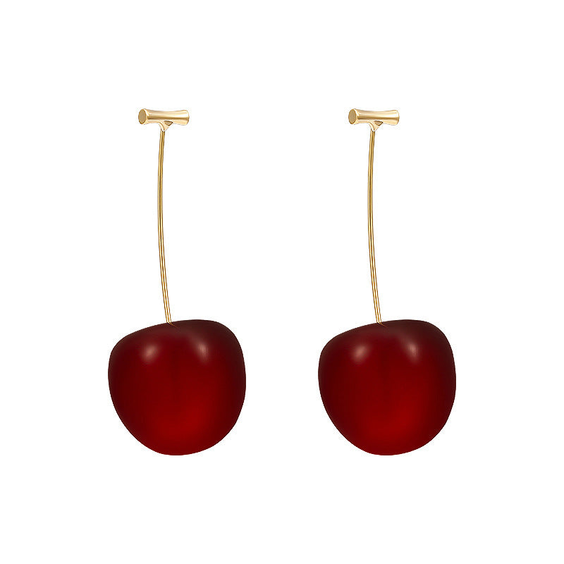 Red Cherry Earrings Long Cherry Earrings