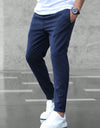 Men's Casual Pants With Pockets Fashion Slim Fit Drawstring Trousers