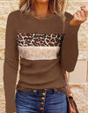 Women's Simple Casual Printing Long Sleeved Fitted T-shirt