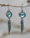 Fashion Simple Opal Feather Pendant Earrings