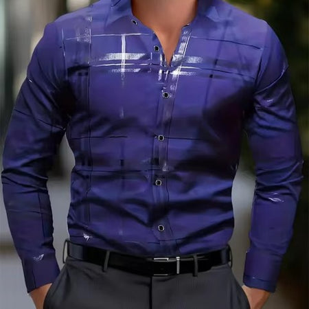 Men's Fashion Striped 3D Digital Printing Shirt