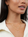 Women's 18K Gold-plated Natural Pearl Double-layer Twin Necklace