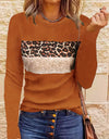 Women's Simple Casual Printing Long Sleeved Fitted T-shirt