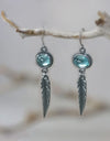 Fashion Simple Opal Feather Pendant Earrings