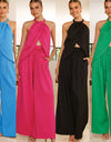 Women's Round Neck Wide Leg Pants Suit