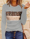 Women's Simple Casual Printing Long Sleeved Fitted T-shirt
