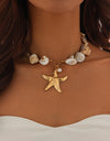 Classic Conch Pendant Necklace For Women Bohemian Starfish Beaded Choker Necklace Summer Beach Neck Fashion Jewelry