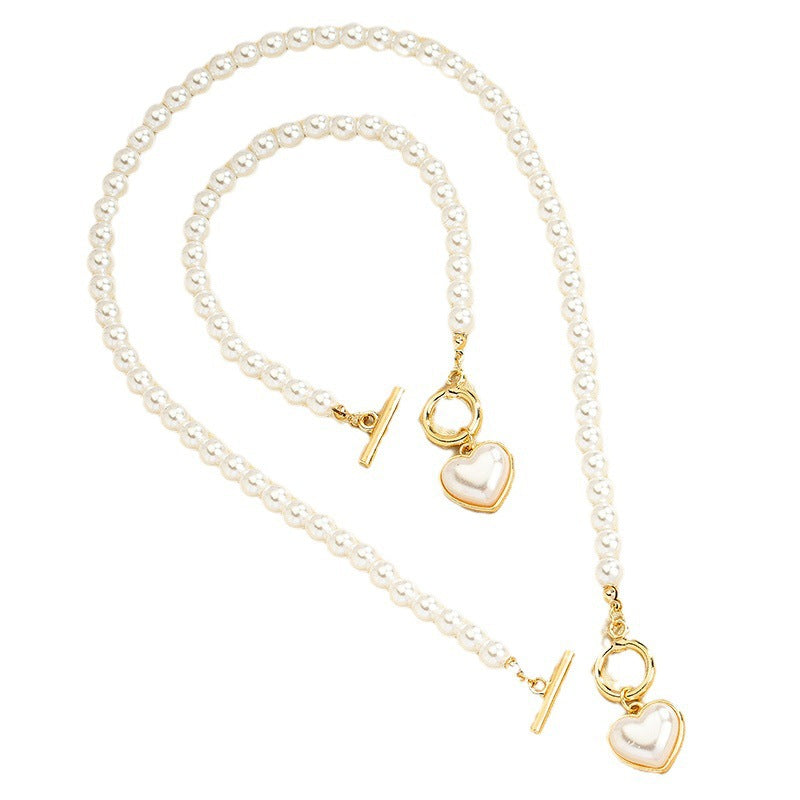 Love Pearl OT Buckle Necklace, Bracelet Set