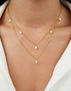Women's 18K Gold-plated Natural Pearl Double-layer Twin Necklace