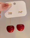 Red Cherry Earrings Long Cherry Earrings