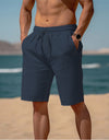 Summer Drawstring Shorts Elastic Waist Straight Pants Beach Breathable Shorts For Men Clothing
