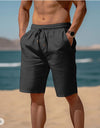 Summer Drawstring Shorts Elastic Waist Straight Pants Beach Breathable Shorts For Men Clothing