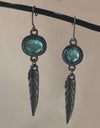 Fashion Simple Opal Feather Pendant Earrings