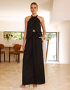Women's Round Neck Wide Leg Pants Suit