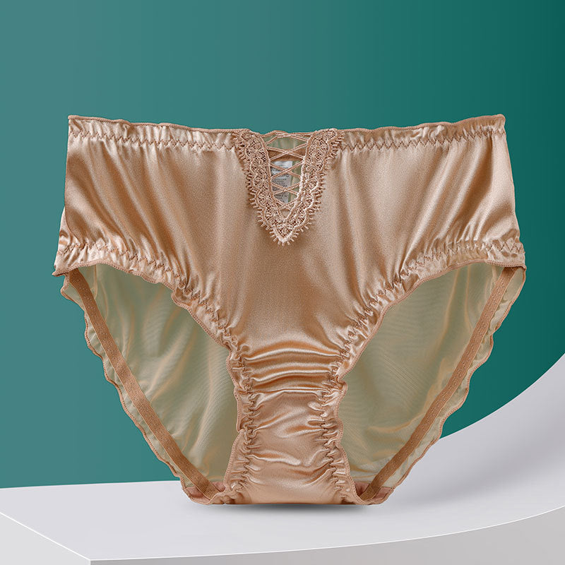 Hollow Lace Underwear Women's Plus Size Mid-high Waist Traceless Ventilation