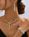Fashion Crystal Necklace Ear Stud Bracelet Jewelry Accessories