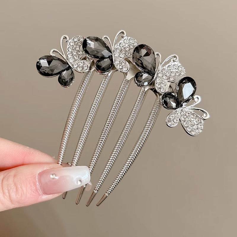 Rhinestone Butterfly Insert Comb For Updo Barrettes