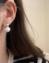 S925 Sterling Silver Oval Sliver Beads Artificial Pearl Earrings Women