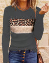 Women's Simple Casual Printing Long Sleeved Fitted T-shirt