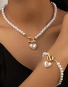 Love Pearl OT Buckle Necklace, Bracelet Set