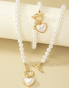 Love Pearl OT Buckle Necklace, Bracelet Set