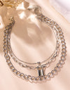 Personality Vintage Punk Style Metal Heart-shape Lock-shaped Necklace