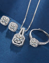 Three-piece Eight Hearts And Eight Arrows Zircon Rings Ear Studs Pendant Necklace Suit