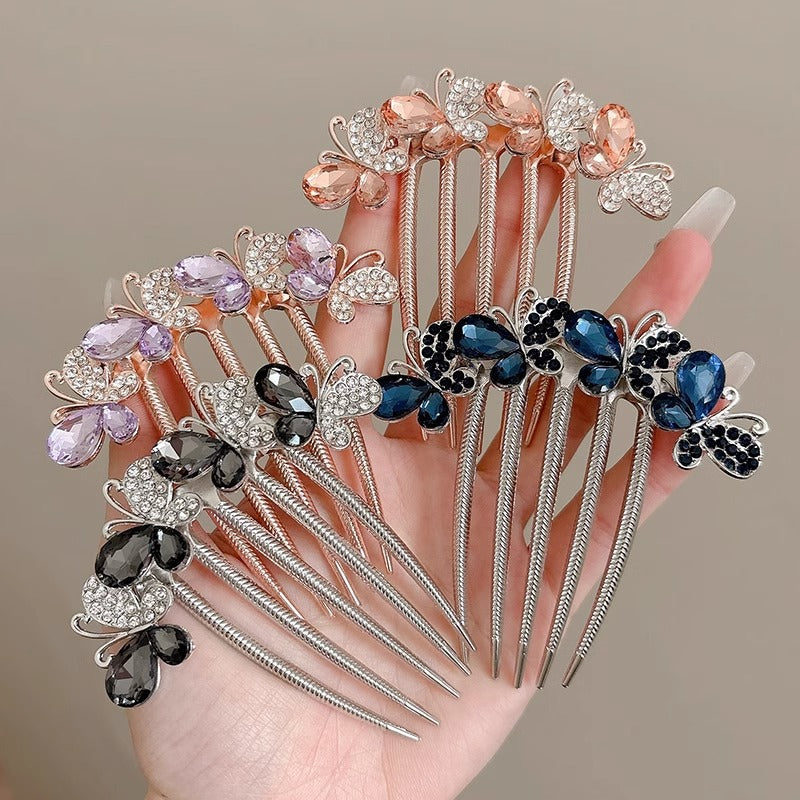 Rhinestone Butterfly Insert Comb For Updo Barrettes