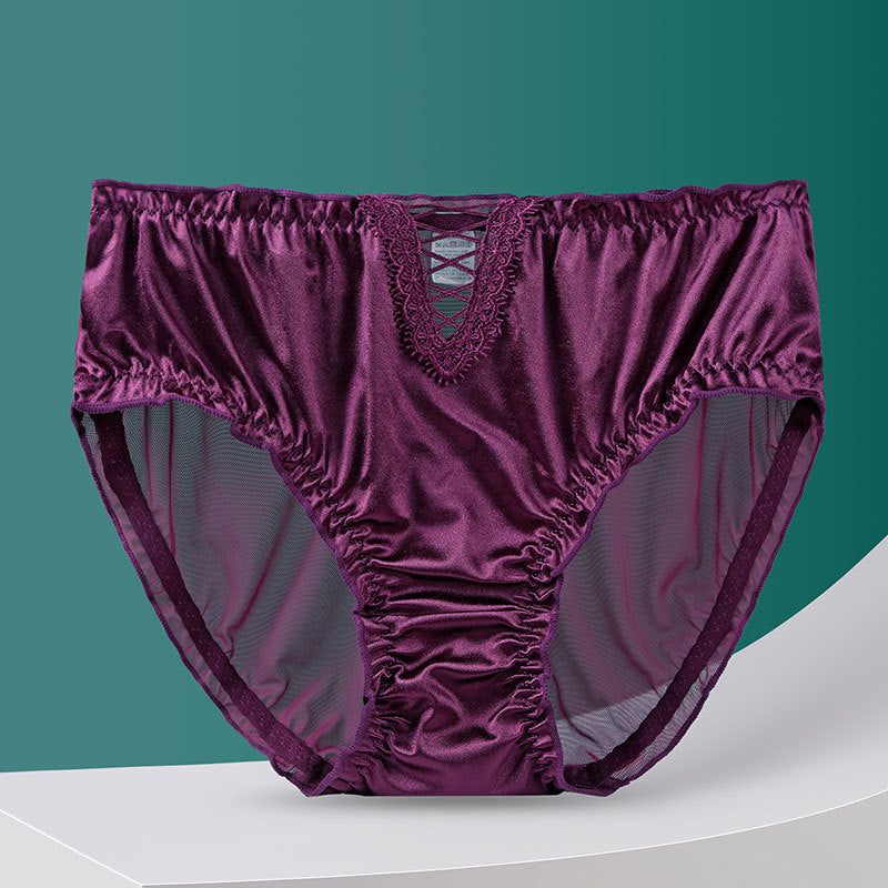 Hollow Lace Underwear Women's Plus Size Mid-high Waist Traceless Ventilation