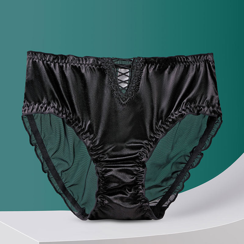 Hollow Lace Underwear Women's Plus Size Mid-high Waist Traceless Ventilation