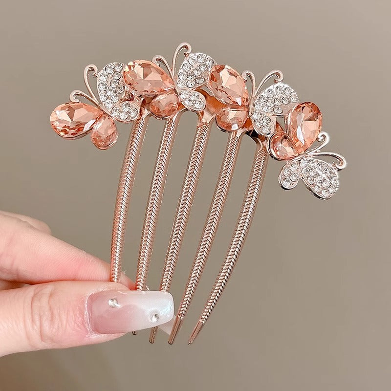 Rhinestone Butterfly Insert Comb For Updo Barrettes