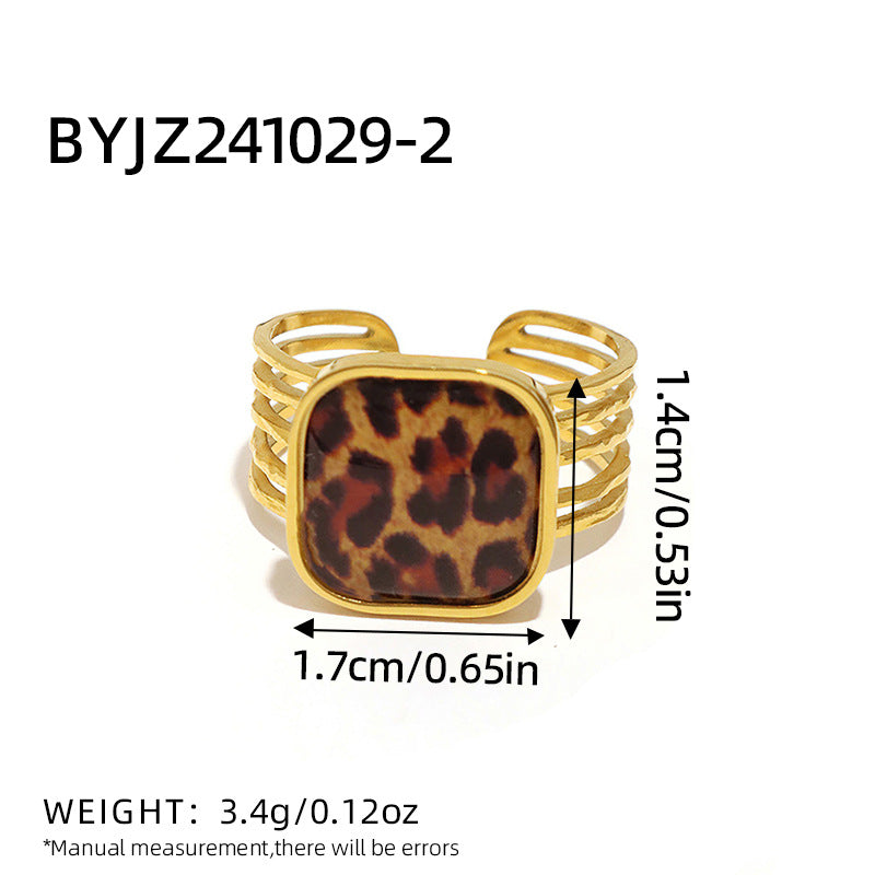 Stainless Steel 18K Leopard Ring