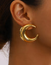 Stainless Steel Gold Earrings Titanium Steel Moon Studs