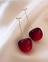 Red Cherry Earrings Long Cherry Earrings